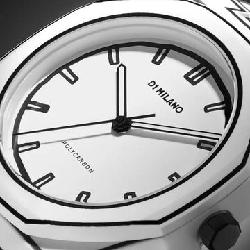 Ρολόι D1 Milano White Sketch D1-PCBJ34 με άσπρο ατσάλινο μπρασελέ και άσπρο καντράν 40.5mm με οκτάγωνο σχήμα.